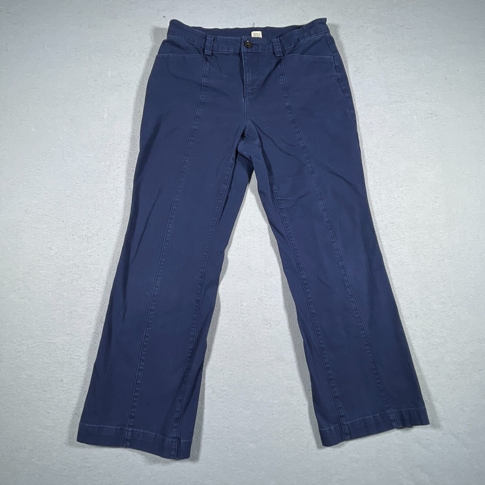 Duluth Trading Co Trousers Women 8x29 Wide Leg Navy Blue Workwear Casual Outdoor